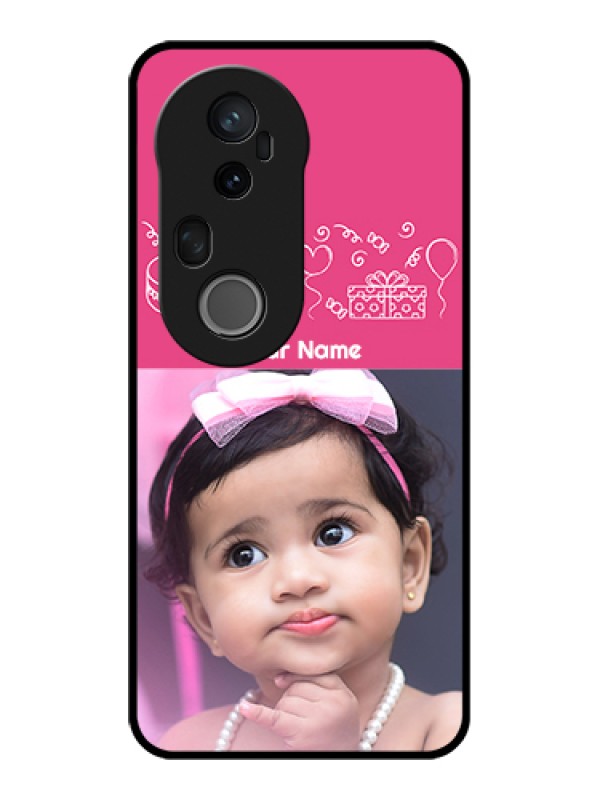 Custom Vivo T4 Ultra 5G Custom Glass Phone Case - With Birthday Line Art Design