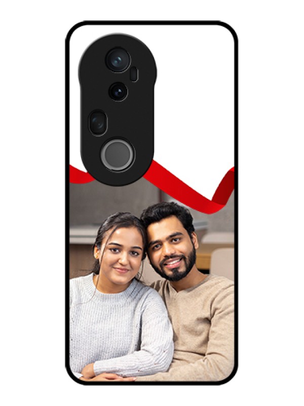 Custom Vivo T4 Ultra 5G Custom Glass Phone Case - Red Ribbon Frame Design