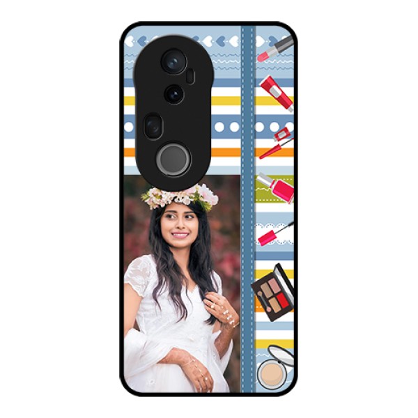 Vivo T4 Ultra 5G Custom Glass Phone Case - Makeup Icons Design