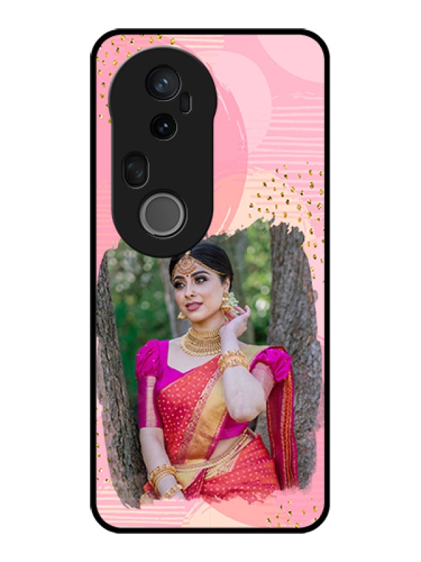 Custom Vivo T4 Ultra 5G Custom Glass Phone Case - Gold Glitter Splash Design