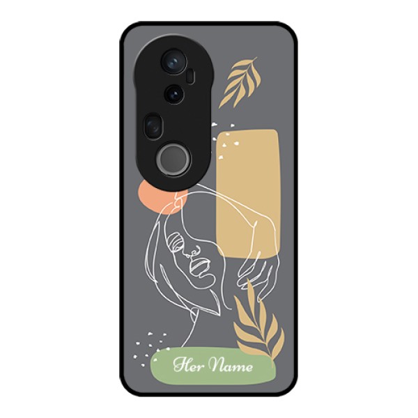 Vivo T4 Ultra 5G Custom Glass Phone Case - Gazing Woman Line Art Design