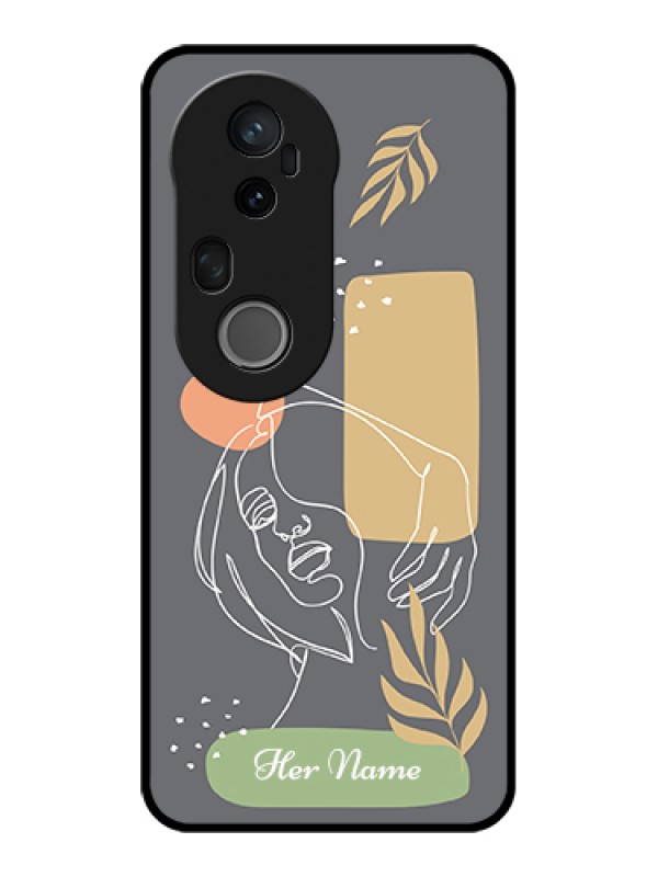 Custom Vivo T4 Ultra 5G Custom Glass Phone Case - Gazing Woman Line Art Design