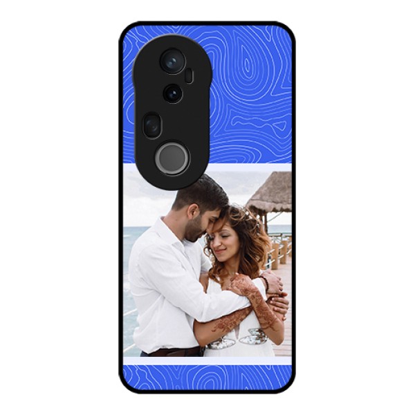 Vivo T4 Ultra 5G Custom Glass Phone Case - Curved Line Art With Blue And White Design Vivo T4 Ultra 5G Custom Glass Phone Case - Curved Line Art With Blue And White Design