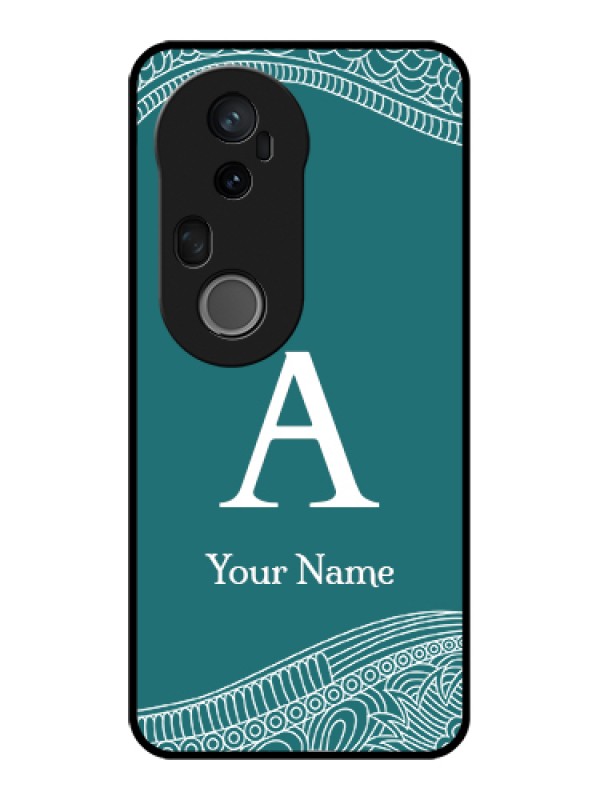 Custom Vivo T4 Ultra 5G Custom Glass Phone Case - Line Art Pattern With Custom Name Design