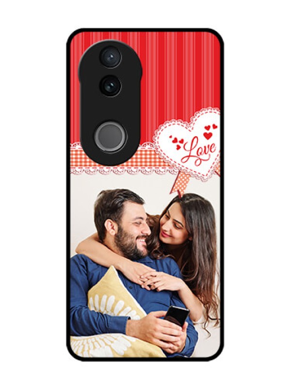 Custom Vivo T4R 5G Custom Glass Phone Case - Red Love Pattern Design