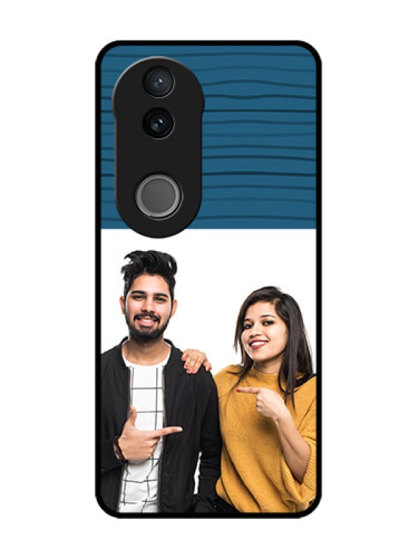 Custom Vivo T4R 5G Custom Glass Phone Case - Blue Pattern Cover Design