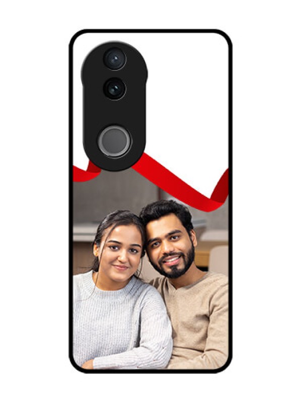 Custom Vivo T4R 5G Custom Glass Phone Case - Red Ribbon Frame Design