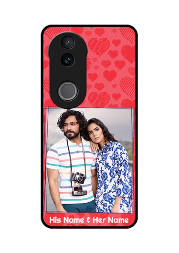 Vivo T4R 5G Custom Glass Phone Case - With Red Heart Symbols Design
