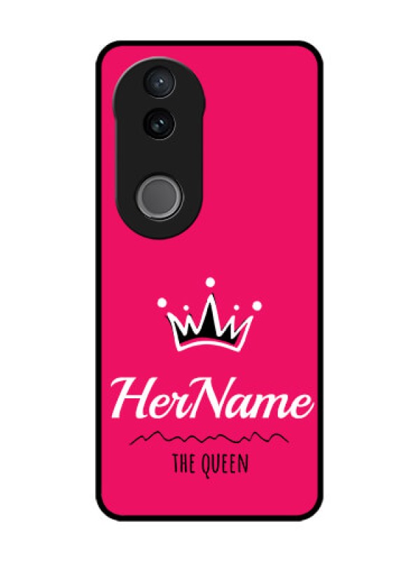 Custom Vivo T4R 5G Custom Glass Phone Case - Queen With Name Design