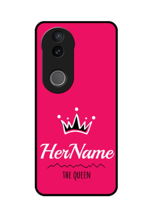Vivo T4R 5G Custom Glass Phone Case - Queen With Name Design