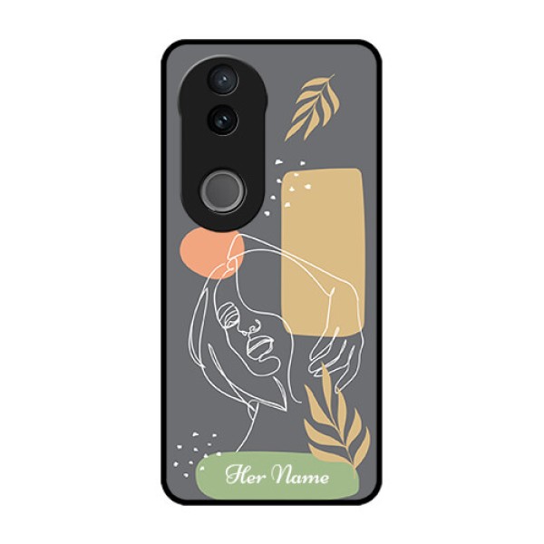 Vivo T4R 5G Custom Glass Phone Case - Gazing Woman Line Art Design