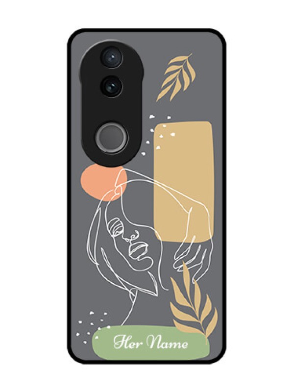 Custom Vivo T4R 5G Custom Glass Phone Case - Gazing Woman Line Art Design