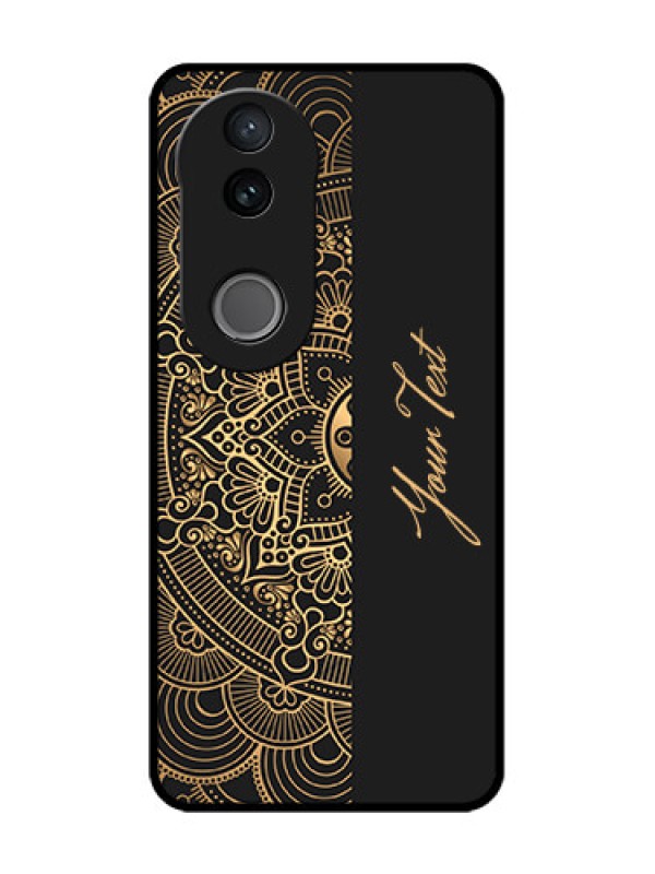 Custom Vivo T4R 5G Custom Glass Phone Case - Mandala Art With Custom Text Design