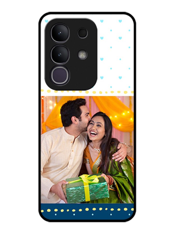 Custom Vivo T4x 5G Custom Glass Phone Case - White And Blue Abstract Design