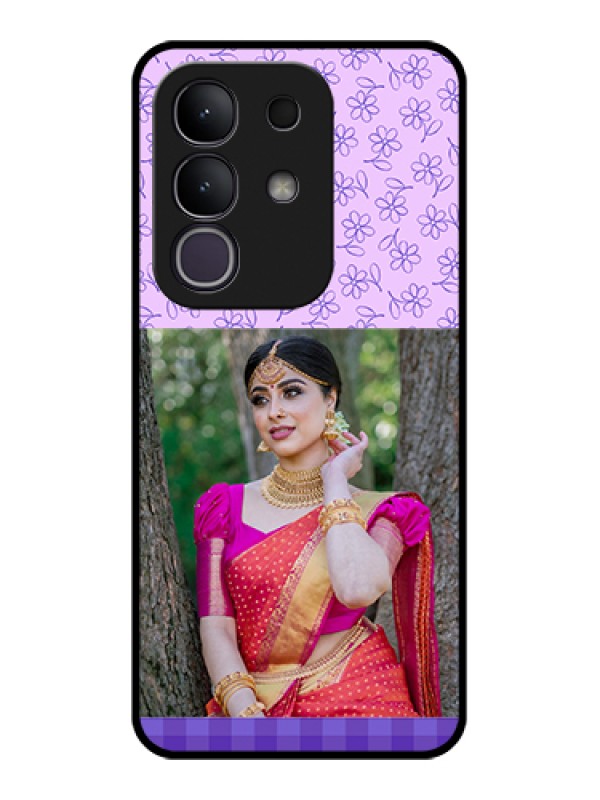 Custom Vivo T4x 5G Custom Glass Phone Case - Purple Floral Design