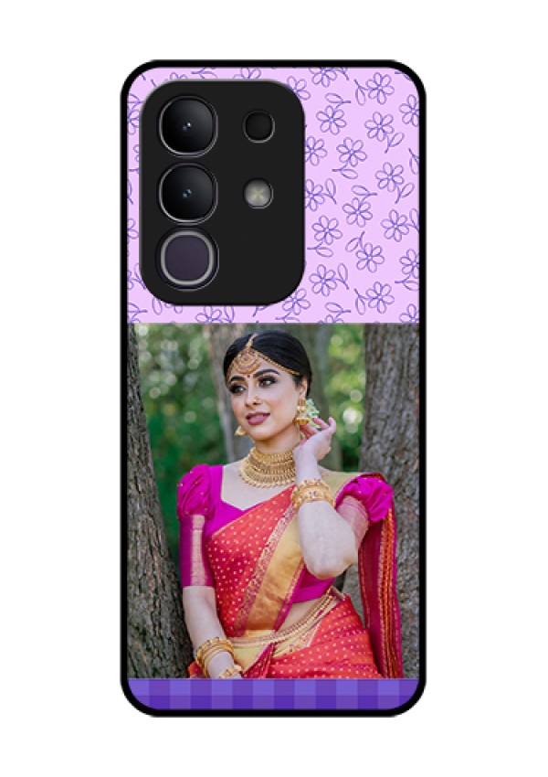 Vivo T4x 5G Custom Glass Phone Case - Purple Floral Design