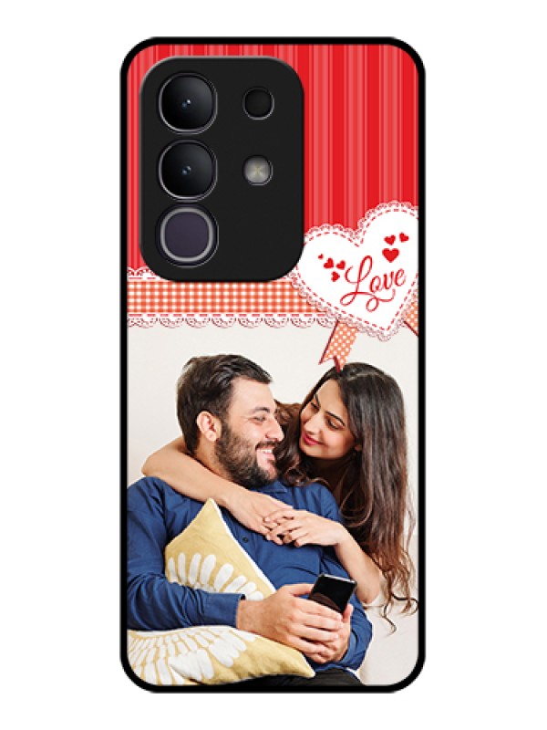 Custom Vivo T4x 5G Custom Glass Phone Case - Red Love Pattern Design