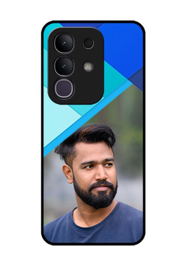 Vivo T4x 5G Custom Glass Phone Case - Blue Pattern Design