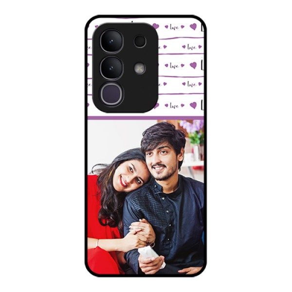 Vivo T4x 5G Custom Glass Phone Case - Couples Heart Design