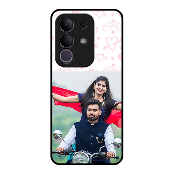 Vivo T4x 5G Custom Glass Phone Case - Pink Flying Heart Design
