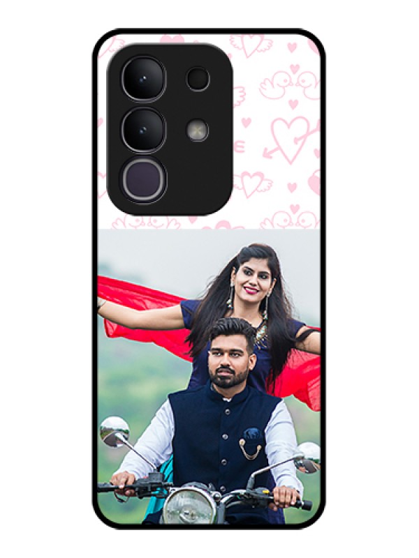 Custom Vivo T4x 5G Custom Glass Phone Case - Pink Flying Heart Design