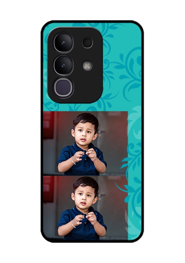 Vivo T4x 5G Custom Glass Phone Case - With Photo And Green Floral Design