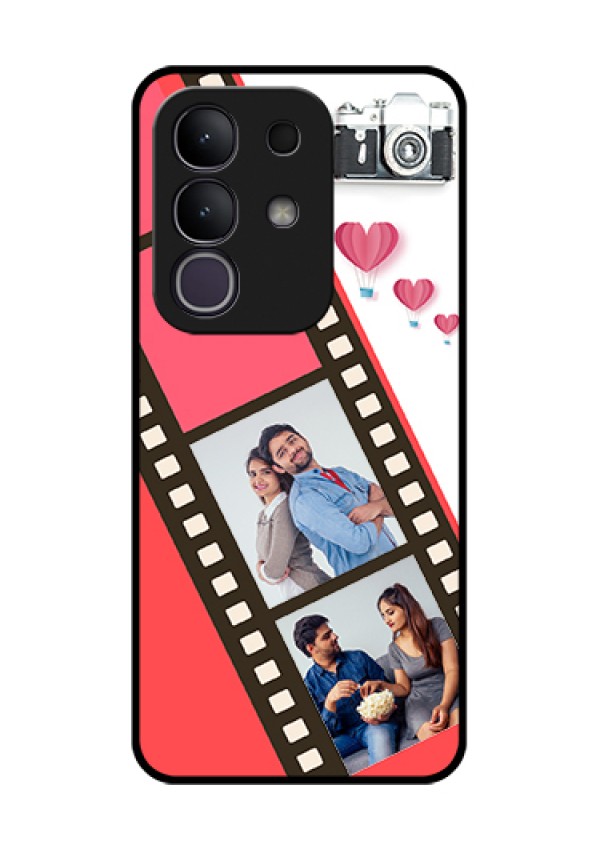 Vivo T4x 5G Custom Glass Phone Case - 3 Image Holder With Film Reel