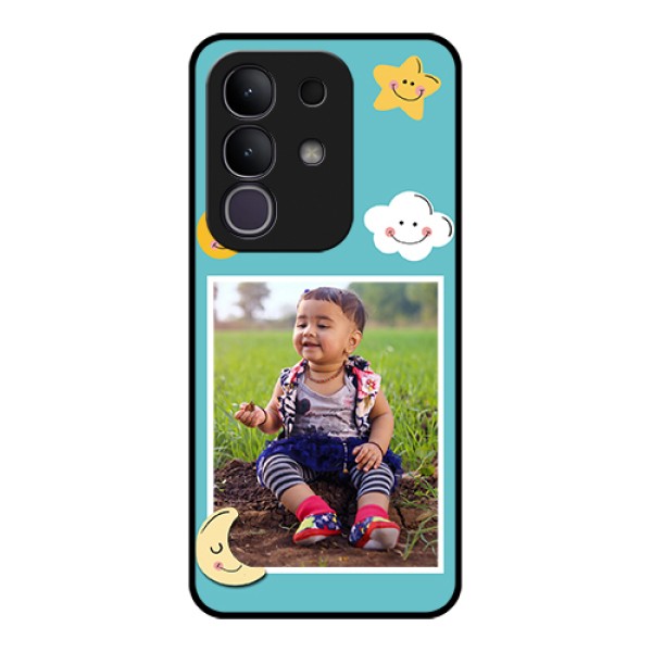 Vivo T4x 5G Custom Glass Phone Case - Smiley Kids Stars Design Vivo T4x 5G Custom Glass Phone Case - Smiley Kids Stars Design