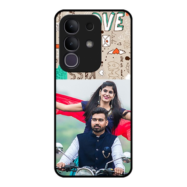 Vivo T4x 5G Custom Glass Phone Case - Love Doodle Pattern