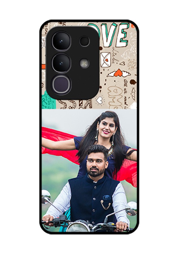 Vivo T4x 5G Custom Glass Phone Case - Love Doodle Pattern