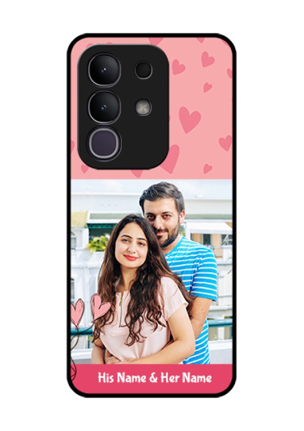 Vivo T4x 5G Custom Glass Phone Case - Love Design Peach Color