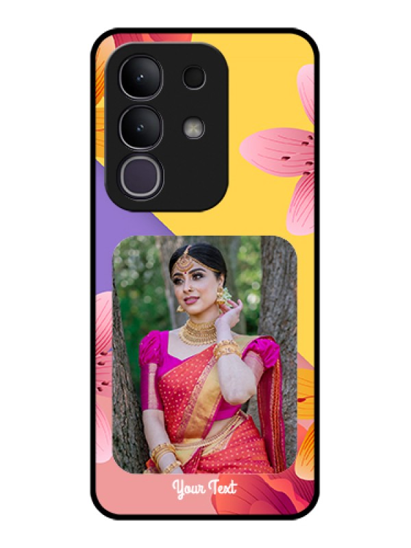 Custom Vivo T4x 5G Custom Glass Phone Case - 3 Image With Vintage Floral Design