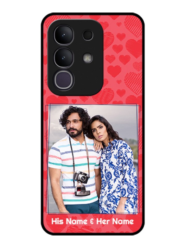 Custom Vivo T4x 5G Custom Glass Phone Case - With Red Heart Symbols Design