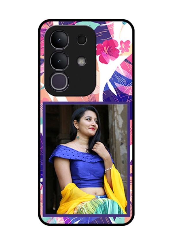 Vivo T4x 5G Custom Glass Phone Case - Abstract Floral Design