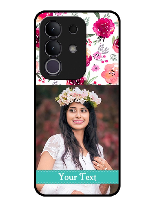 Custom Vivo T4x 5G Custom Glass Phone Case - Water Colors Floral Design