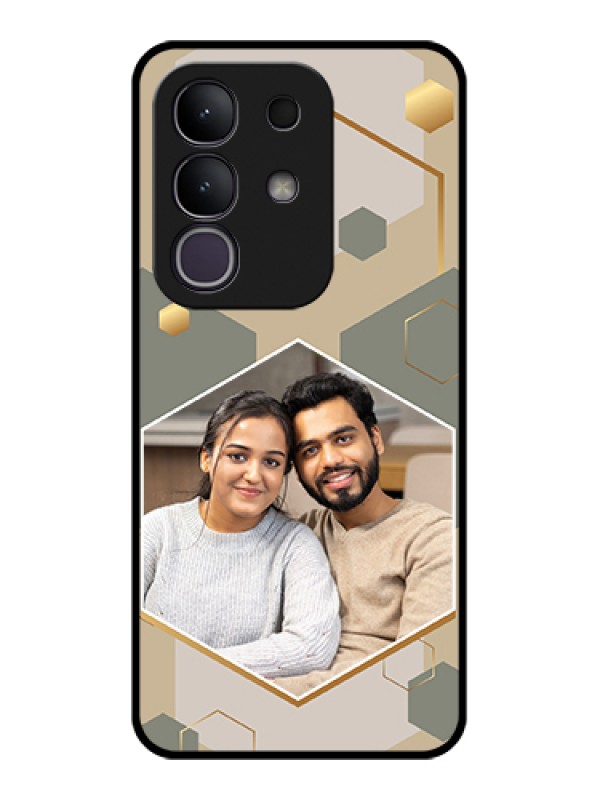 Custom Vivo T4x 5G Custom Glass Phone Case - Stylish Hexagon Pattern Design