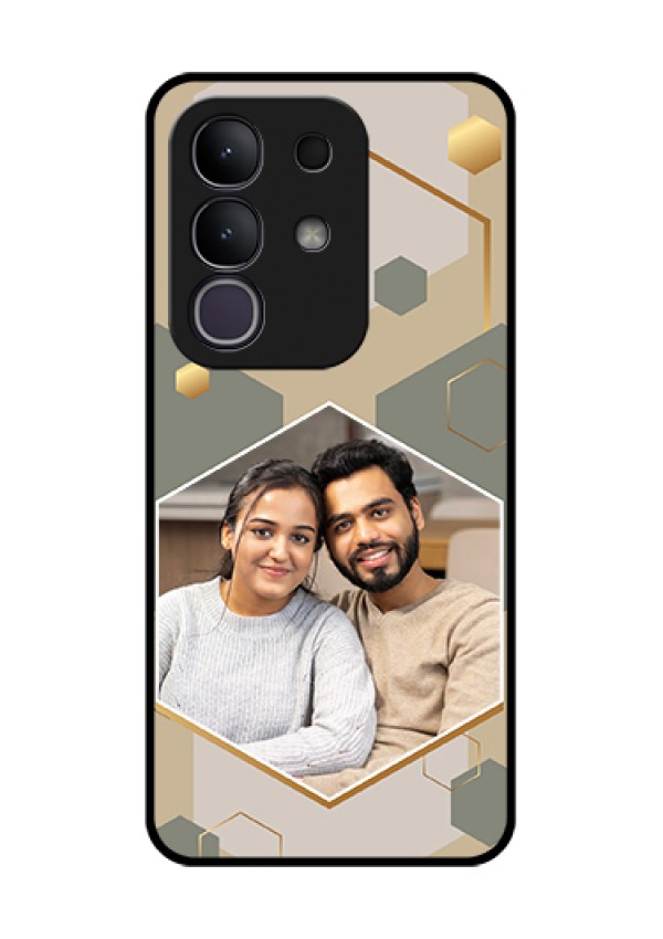 Vivo T4x 5G Custom Glass Phone Case - Stylish Hexagon Pattern Design