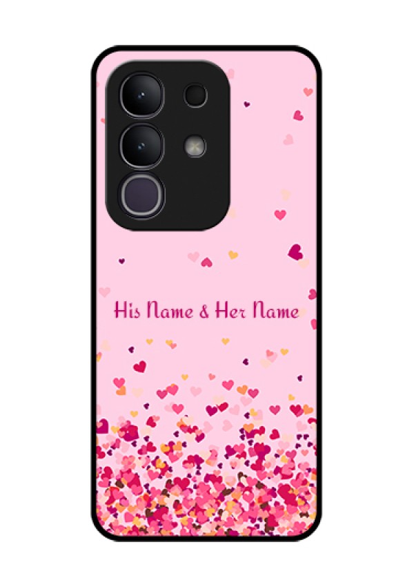 Vivo T4x 5G Custom Glass Phone Case - Floating Hearts Design