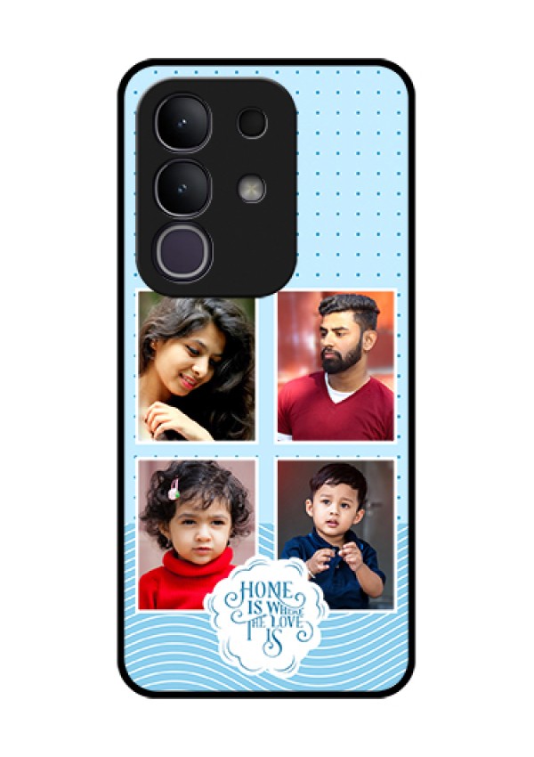 Vivo T4x 5G Custom Glass Phone Case - Cute Love Quote With 4 Pic Upload Design