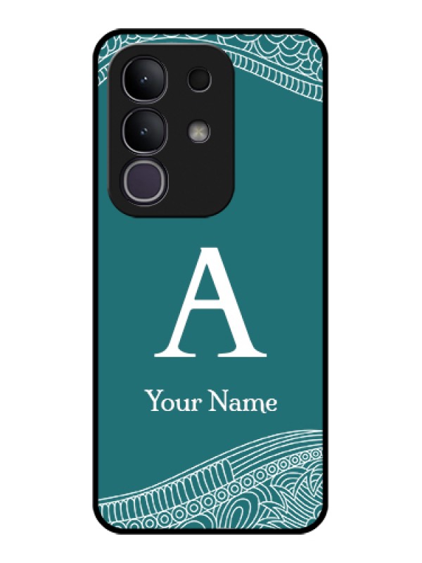 Custom Vivo T4x 5G Custom Glass Phone Case - Line Art Pattern With Custom Name Design