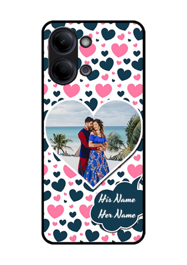 Vivo T5 Lite 44W 5G Custom Glass Phone Case - Pink & Blue Heart Design
