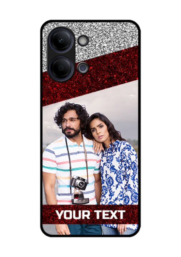 Vivo T5 Lite 44W 5G Custom Glass Phone Case - Image Holder With Glitter Strip Design