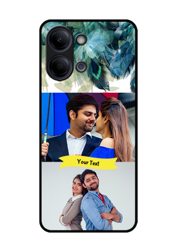 Vivo T5 Lite 44W 5G Custom Glass Phone Case - Image With Boho Peacock Feather Design