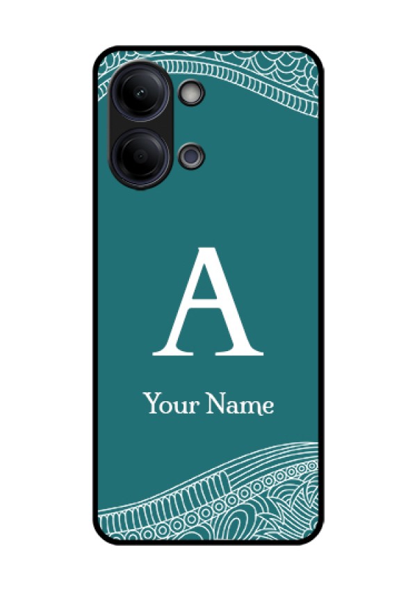 Vivo T5 Lite 44W 5G Custom Glass Phone Case - Line Art Pattern With Custom Name Design