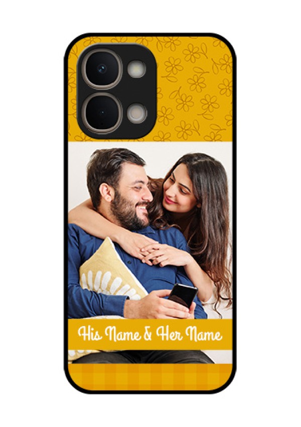 Vivo T5X 5G Custom Glass Phone Case - Yellow Floral Design