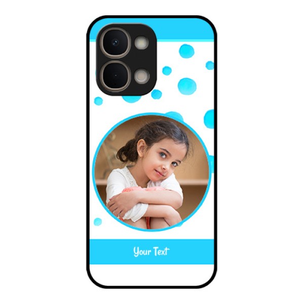 Vivo T5X 5G Custom Glass Phone Case - Blue Bubbles Pattern Design