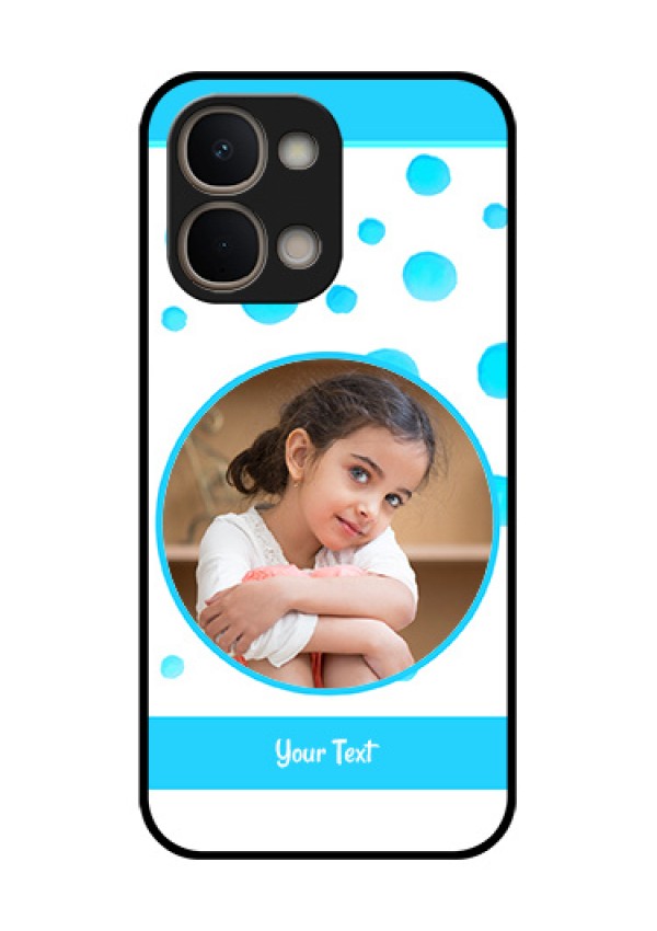 Vivo T5X 5G Custom Glass Phone Case - Blue Bubbles Pattern Design
