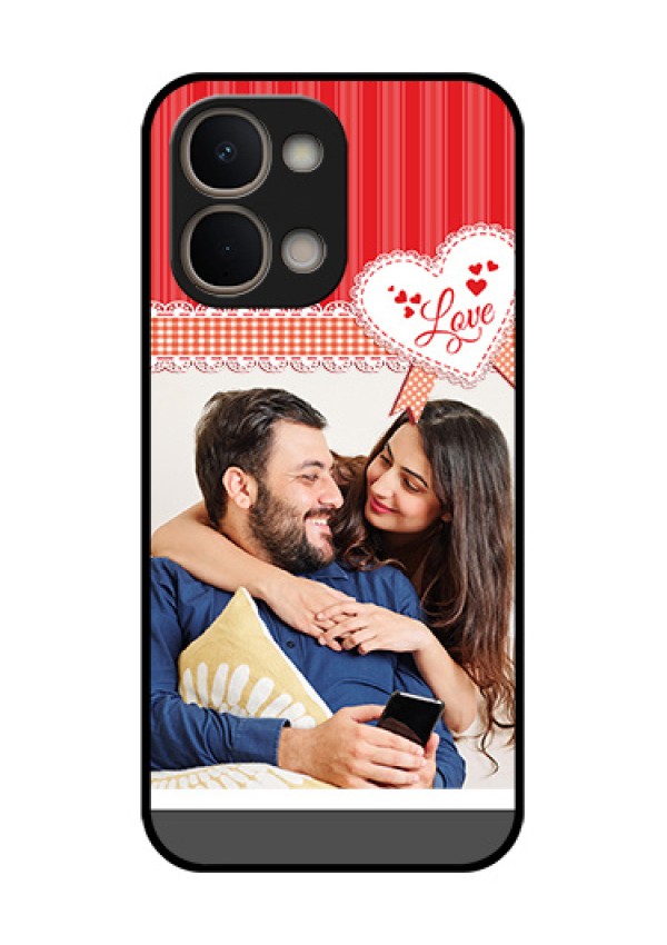 Vivo T5X 5G Custom Glass Phone Case - Red Love Pattern Design