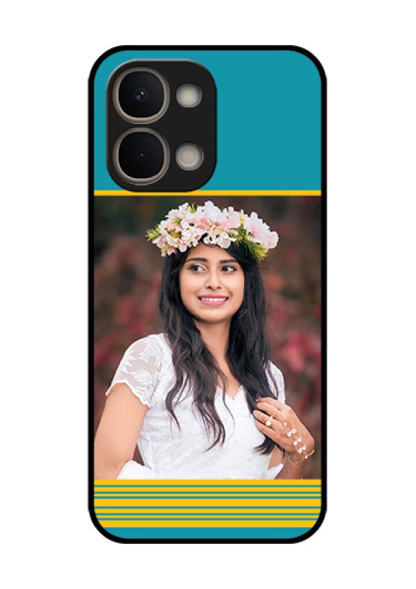 Vivo T5X 5G Custom Glass Phone Case - Yellow & Blue Design