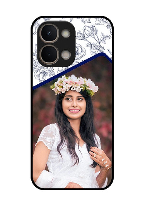 Vivo T5X 5G Custom Glass Phone Case - Classy Floral Design